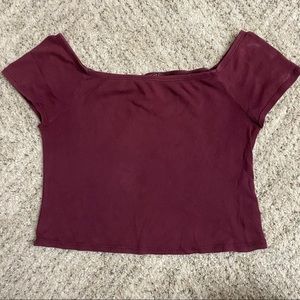 BRANDY MELVILLE | maroon off the shoulder crop top